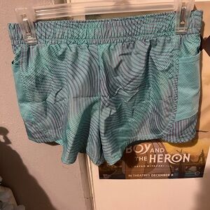Teal and Purple Patterned Athletic Shorts